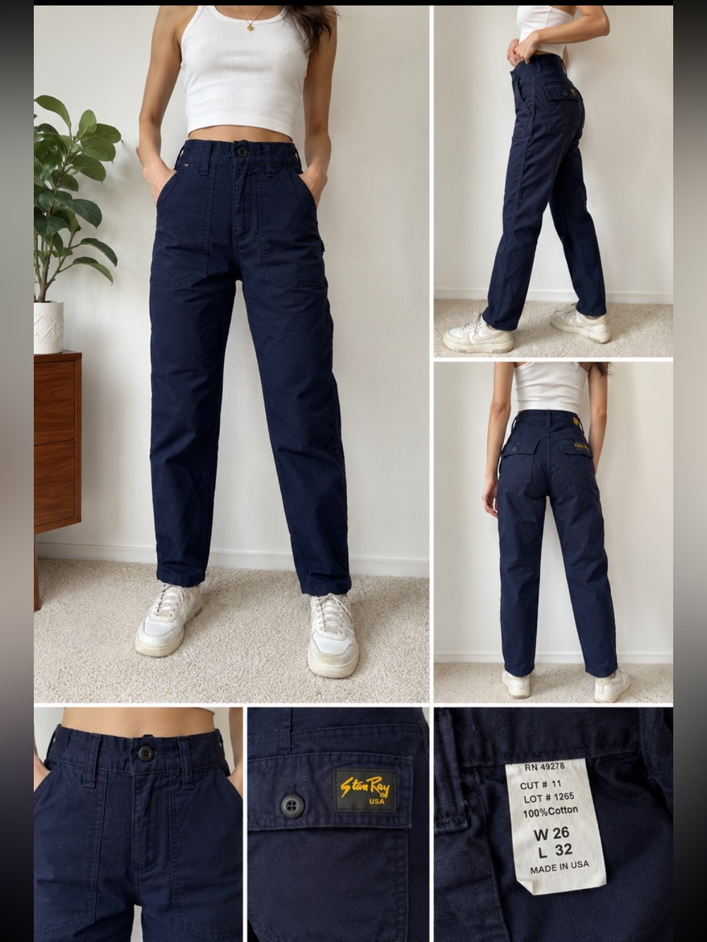 Stan Ray USA Utility Painter Pants Navy W26 L32 Made in USA